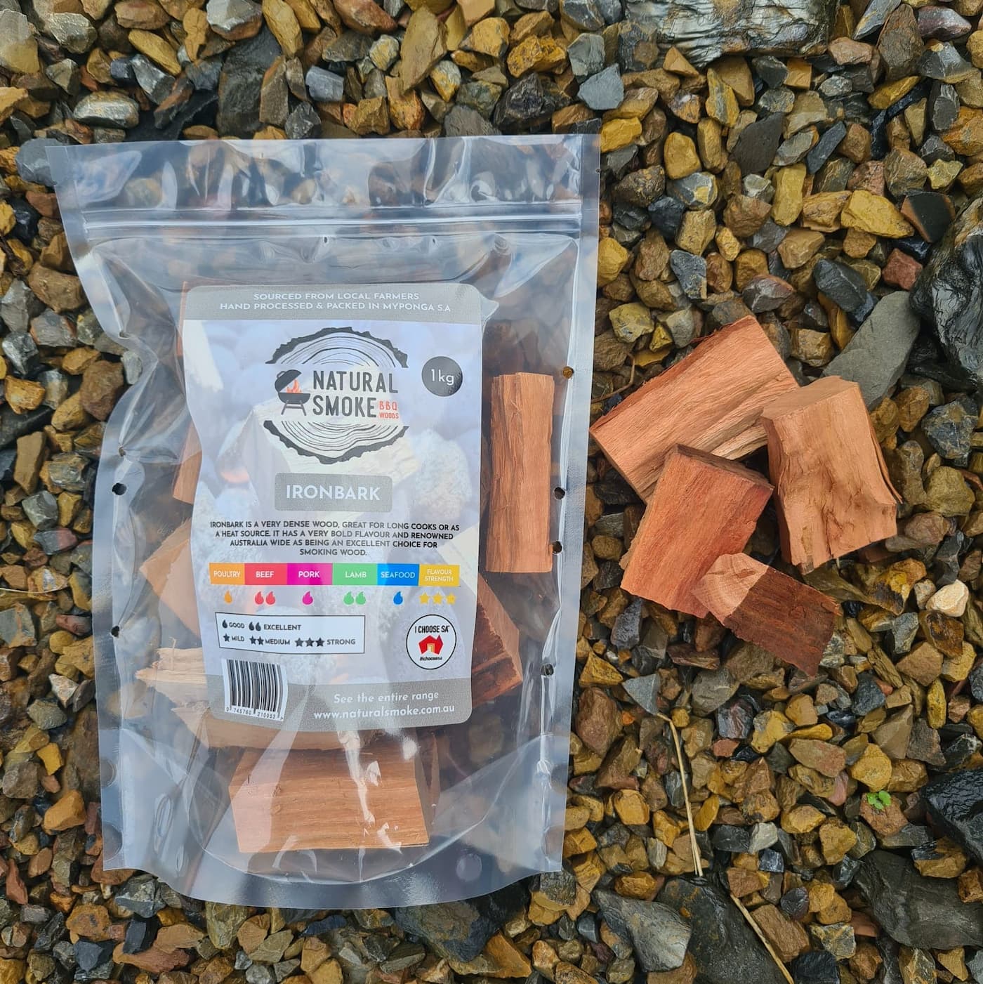 Natural Smoke Ironbark Chunks 1kg